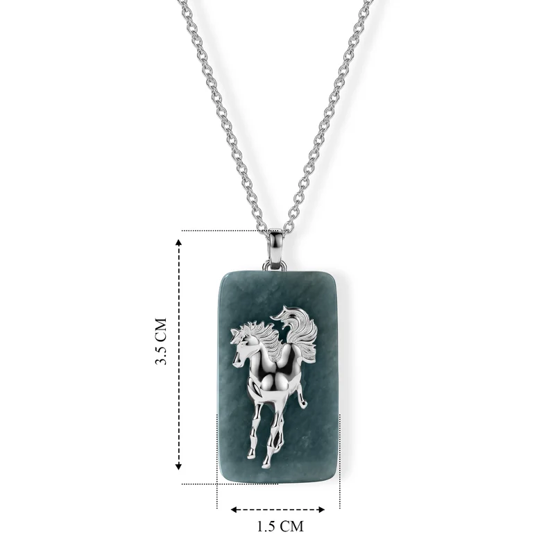 D'Joy Olmek Jadeit Schmuckset ca. 45 cm 925 Silber Rhodiniert ca. 24,00 ct.