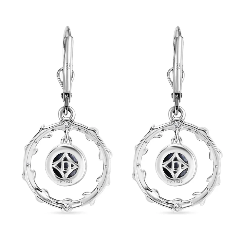 D'Joy Aurora Mondstein, Weißer Zirkon Ohrringe 925 Silber rhodiniert ca. 2.13 ct