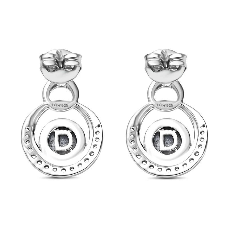 D'Joy Aurora Mondstein, Weißer Zirkon Ohrringe 925 Silber rhodiniert ca. 2.40 ct