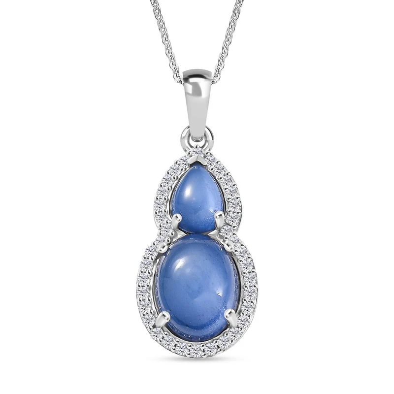 D'Joy Aurora Mondstein Anhänger mit Kette, ca. 50 cm 925 Silber rhodiniert ca. 4.22 ct