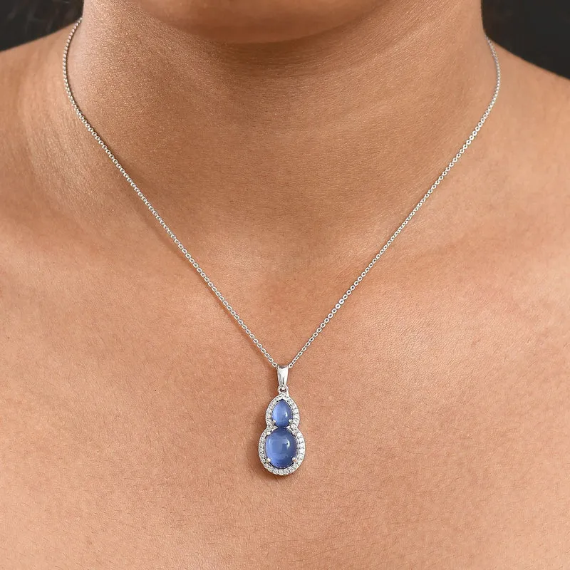 D'Joy Aurora Mondstein Anhänger mit Kette, ca. 50 cm 925 Silber rhodiniert ca. 4.22 ct