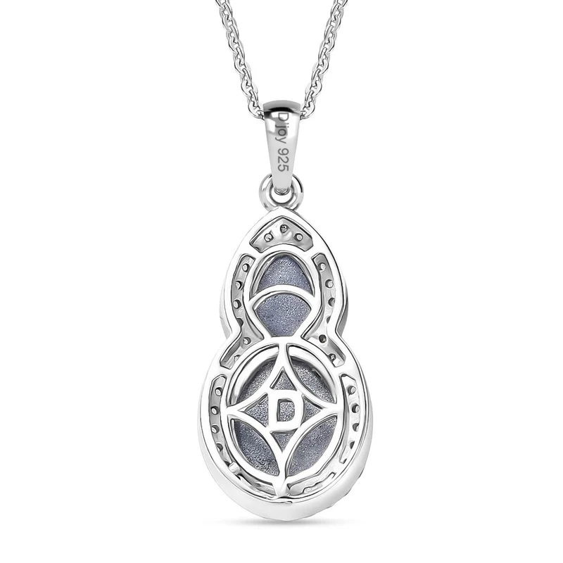 D'Joy Aurora Mondstein Anhänger mit Kette, ca. 50 cm 925 Silber rhodiniert ca. 4.22 ct