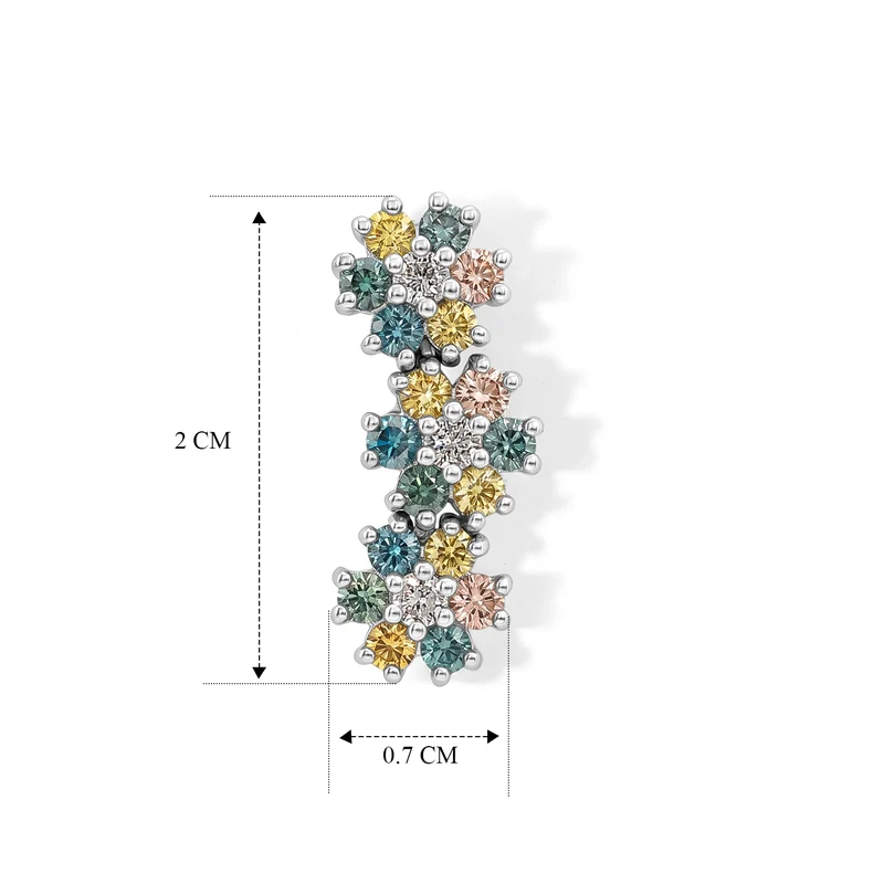 LUXURIANT 1,52 ct. SGL zertifizierte SI-GH mehrfarbige Labor Diamant florale Ohrringe, 925 Silber rhodiniert