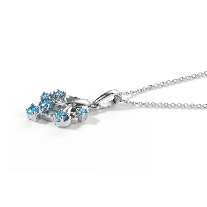 D'Joy Neon Apatit Oktopus Anhänger mit 50cm Kette, 925 Silber platiniert - 0,37 ct.