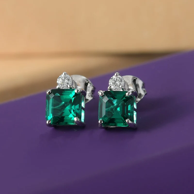 LUXURIANT(10-15 Werktage Lieferzeit) 1,92 ct. AAA Labor Smaragd und Labor Diamant Ohrringe in 417 Weißgold