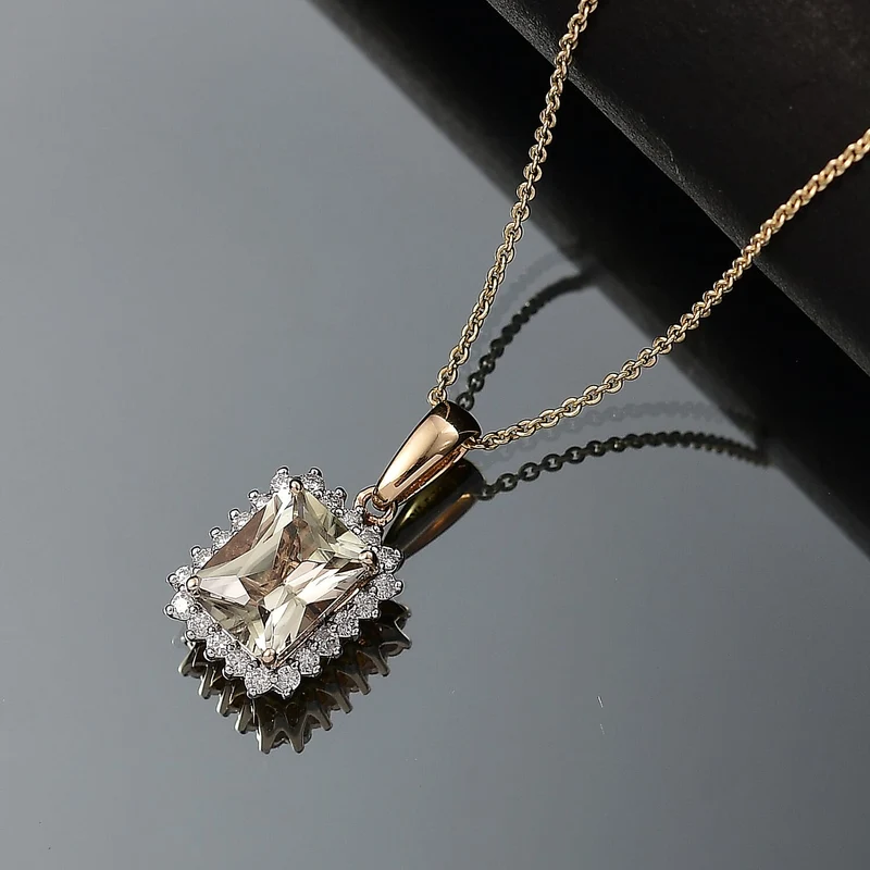 LUXORO AAA Turkizit, Weißer Diamant AGI zertifiziert Schmuckset (10-15 Werktage Lieferzeit) ca. 50 cm 585 Gold ca. 3.00 ct