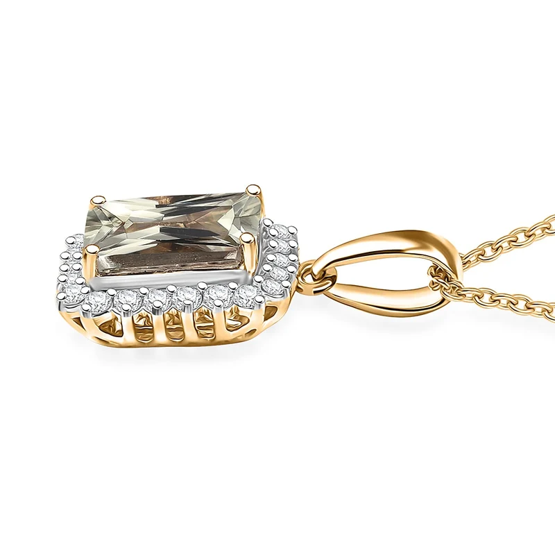 LUXORO AAA Turkizit, Weißer Diamant AGI zertifiziert Schmuckset (10-15 Werktage Lieferzeit) ca. 50 cm 585 Gold ca. 3.00 ct