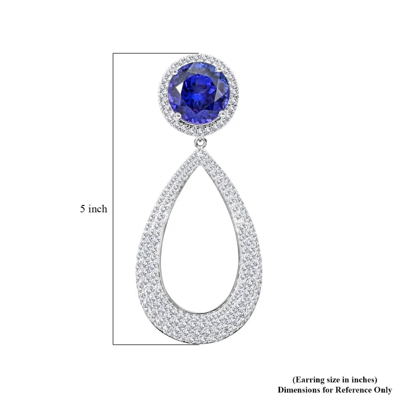 CHAIRMAN VAULT COLLECTION - AAAA Tansanit, Weißer Diamant AGI zertifiziert Ohrringe, zertifiziert und geprüft, 950 Platin (10-15 Werktage Lieferzeit) ca. 18.64 ct