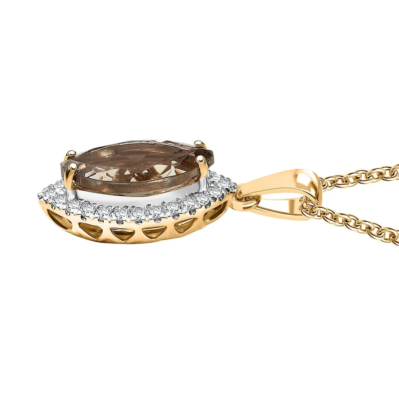 LUXORO AAA Turkizit, Weißer Diamant AGI zertifiziert Schmuckset (10-15 Werktage Lieferzeit) ca. 50 cm 585 Gold ca. 2.25 ct