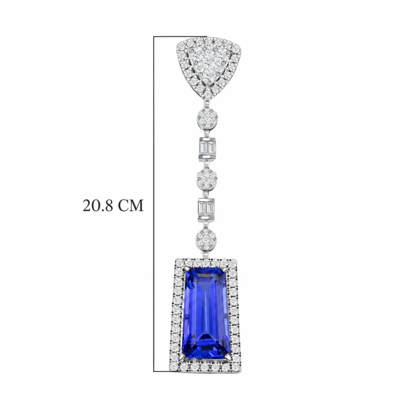 CHAIRMAN VAULT COLLECTION - AAAA Tansanit, Weißer Diamant AGI zertifiziert Ohrringe, zertifiziert und geprüft, 950 Platin (10-15 Werktage Lieferzeit) ca. 16.06 ct