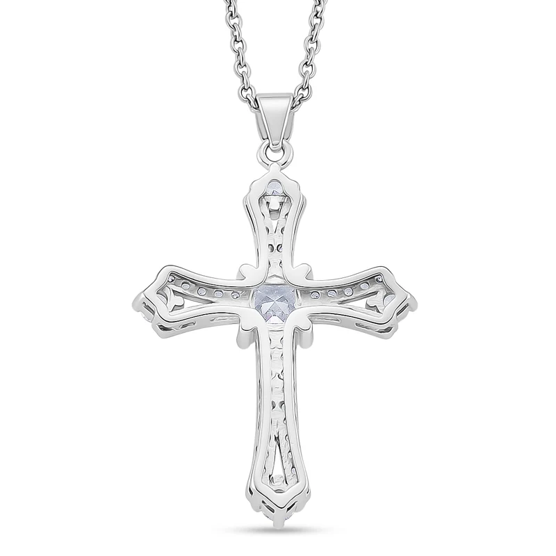 Weißer Zirkonia Schmuckset ca. 50 cm Nickelfreies Messing rhodiniert und Edelstahl 2.20 ct