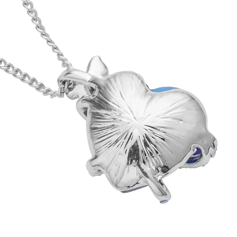 Herzdesign mit Schmetterling, Anhänger mit Kette, AB-Kristallen und Glasherz (20 mm), ca. 50 cm, silberfarben