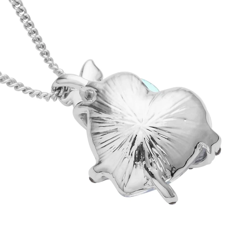 Herzdesign mit Schmetterling, Anhänger mit Kette, AB-Kristallen und Glasherz (20 mm), ca. 50 cm, silberfarben