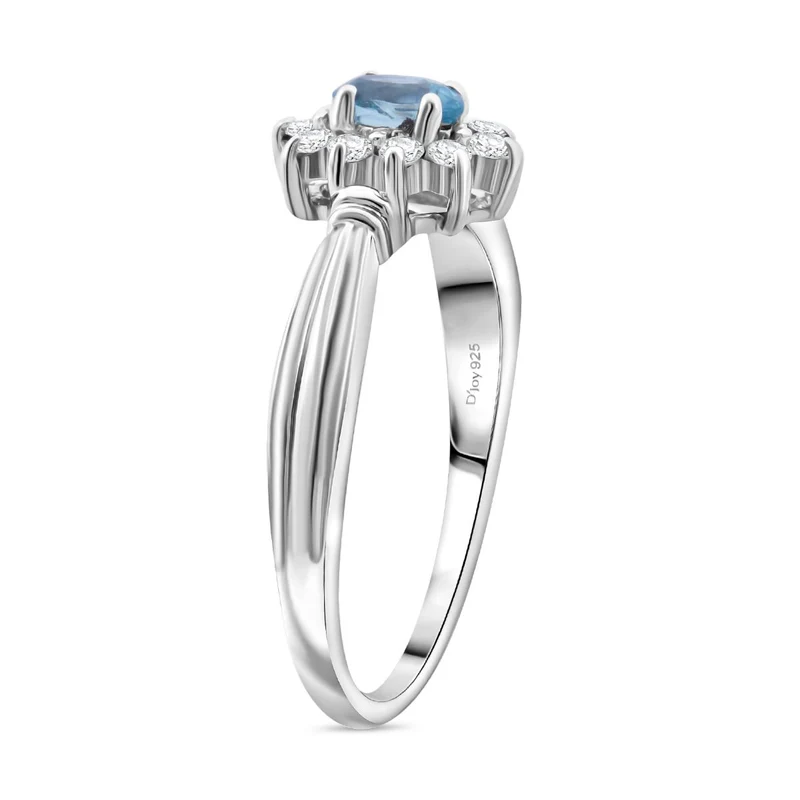 2er Set - AA Blauer Zirkon Anhänger und Ring, Größe (21.00), 925 Silber rhodiniert ca. 1.14 ct