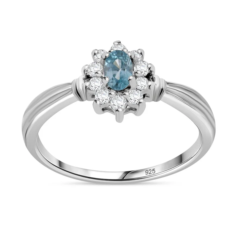 2er Set - AA Blauer Zirkon Anhänger und Ring, Größe (21.00), 925 Silber rhodiniert ca. 1.14 ct