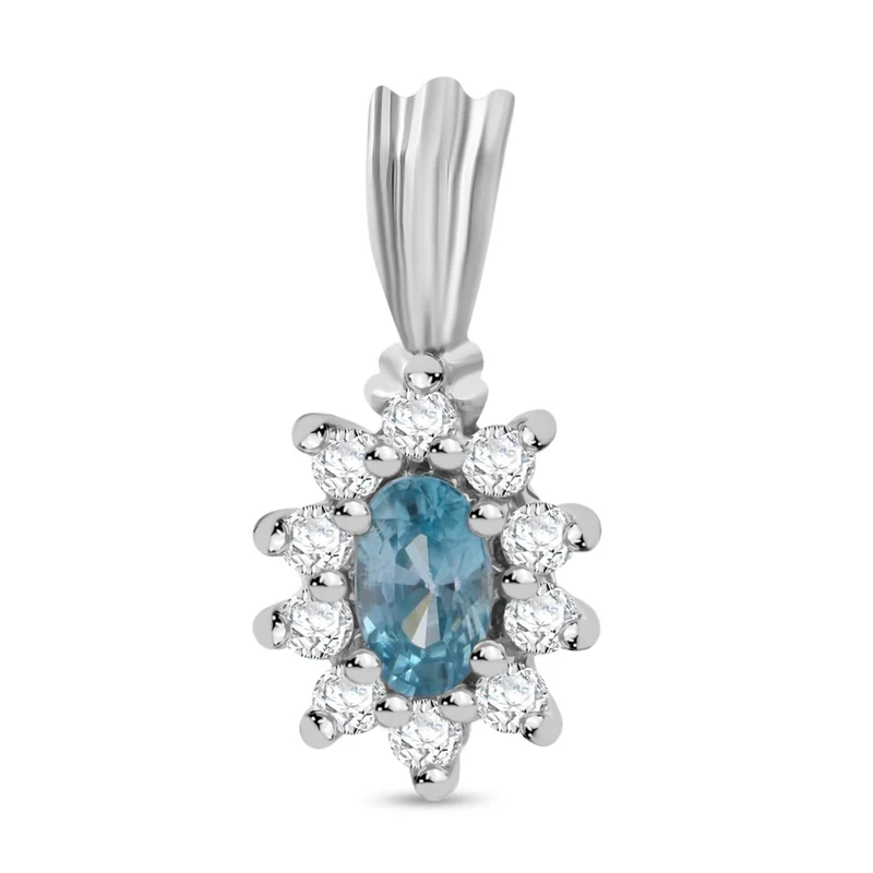 2er Set - AA Blauer Zirkon Anhänger und Ring, Größe (21.00), 925 Silber rhodiniert ca. 1.14 ct