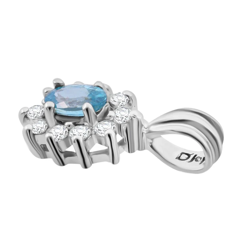 2er Set - AA Blauer Zirkon Anhänger und Ring, Größe (21.00), 925 Silber rhodiniert ca. 1.14 ct
