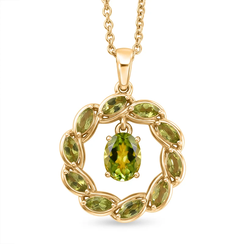 EVER TRUE AA Natürlicher Peridot Anhänger mit Kette, ca. 50 cm ca. 2.78 ct