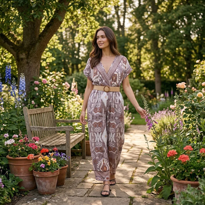 LA MAREY Jumpsuit, mit Gürtel, 136 cm Länge, 65 cm Brustweite passend für EU 36-42, Rosa