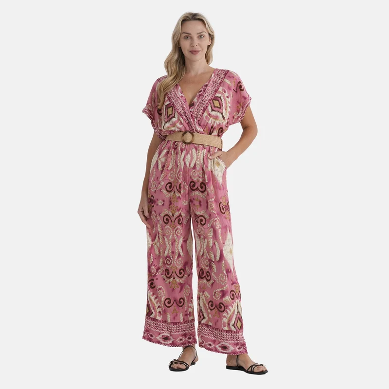 LA MAREY Jumpsuit, mit Gürtel, 136 cm Länge, 65 cm Brustweite passend für EU 36-42, Rosa