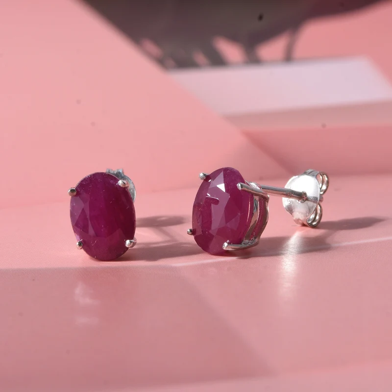 D'Joy AA Burmesischer Rubin Ohrringe 925 Silber Rhodiniert ca. 3,30 ct.