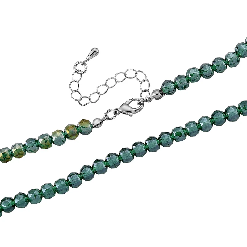 2er Set - Grüner Herz Anhänger und beads Halskette mit Varioclip-Verschluss, ca. 50 cm