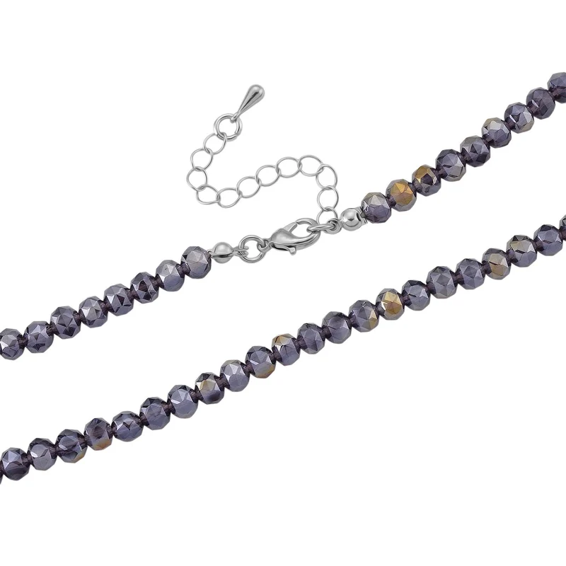 2er Set - Lila Herz Anhänger und beads Halskette mit Varioclip-Verschluss, ca. 50 cm