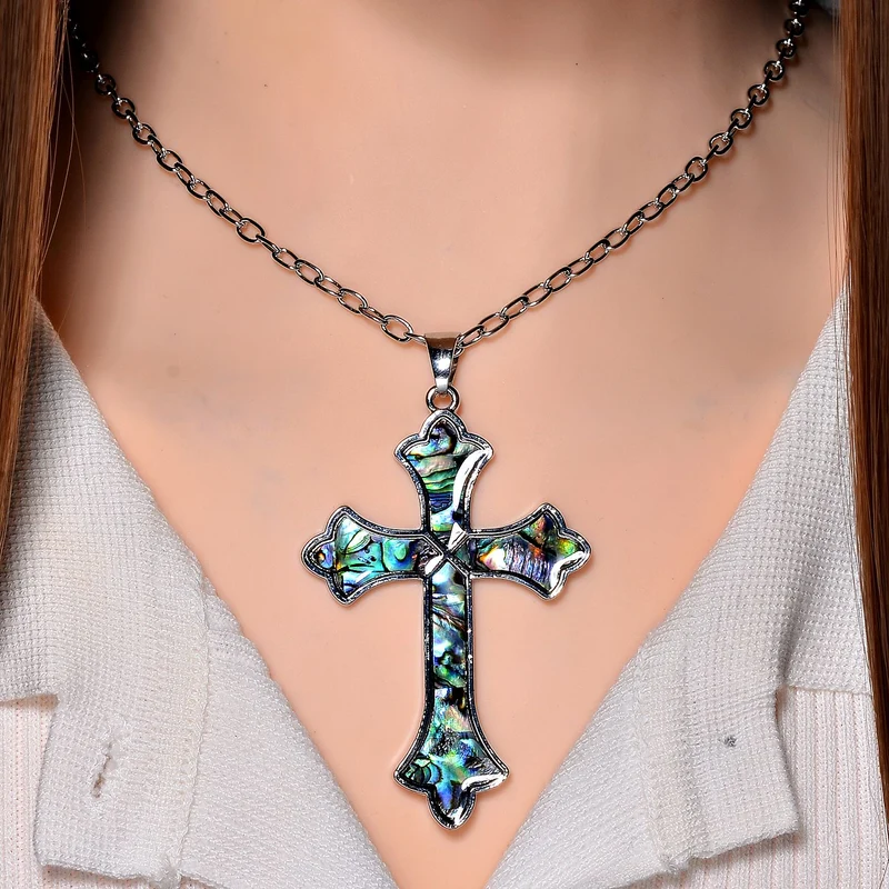 Kokosnuss-Muschel Kreuz Anhänger mit Kette