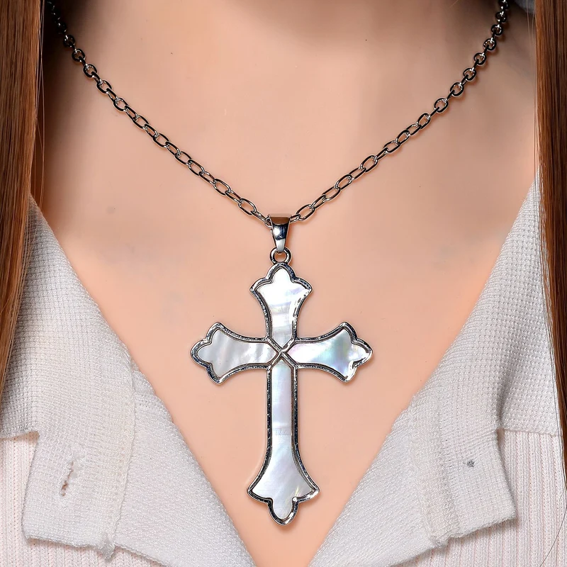 Kokosnuss-Muschel Kreuz Anhänger mit Kette