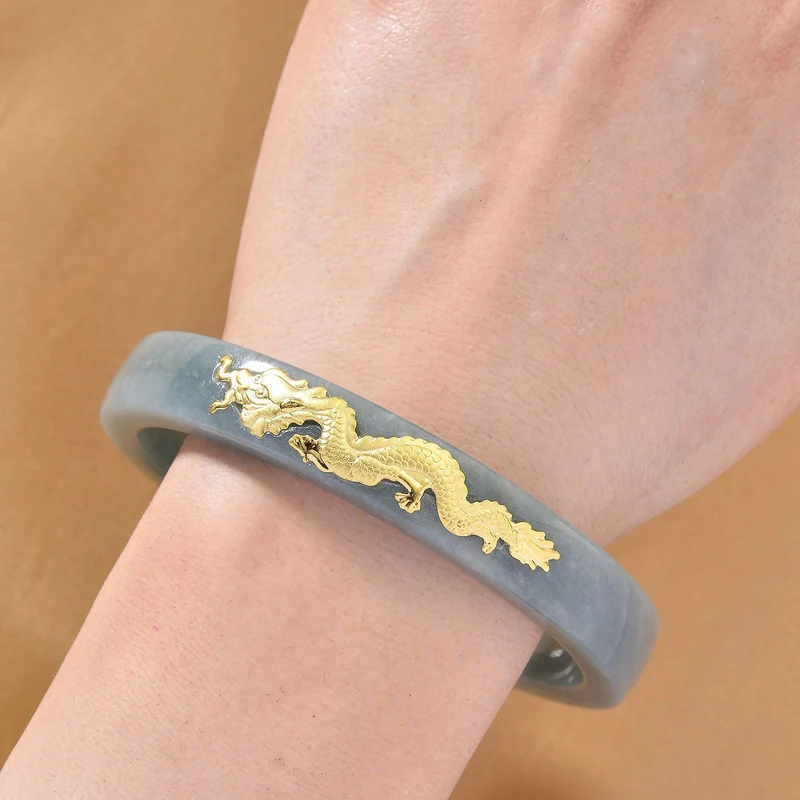 EXTREM SELTEN - Natürlicher Olmek Jadeit Armreif ca. 20 cm 999 Gelb Gold ca. 200.00 ct