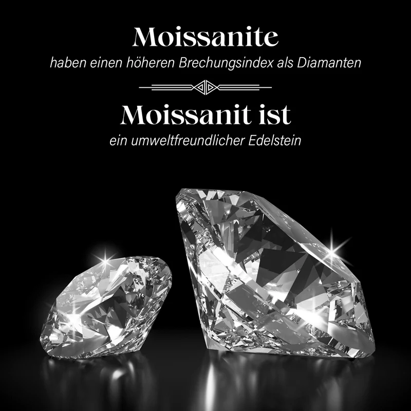 Moissanit Schmuckset 925 Silber 750 Gelbgold Vermeil ca. 1,77 ct.