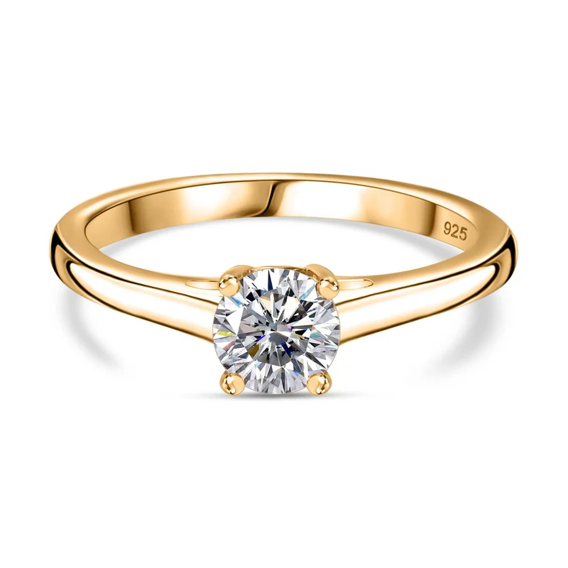 Moissanit Schmuckset 925 Silber 750 Gelbgold Vermeil ca. 1,77 ct.