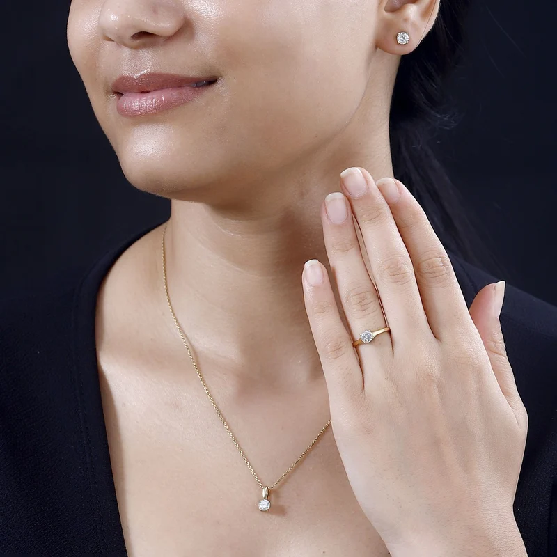 Moissanit Schmuckset 925 Silber 750 Gelbgold Vermeil ca. 1,77 ct.