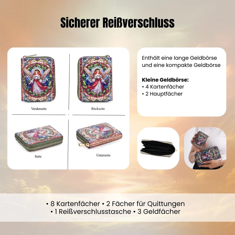 2-teiliges Geldbörsen-Set mit Einhornmuster, ca. 18x2,5x10 cm und 11x2,5x9 cm