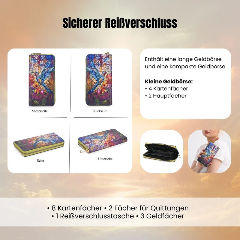 2-teiliges Geldbörsen-Set mit Einhornmuster, ca. 18x2,5x10 cm und 11x2,5x9 cm