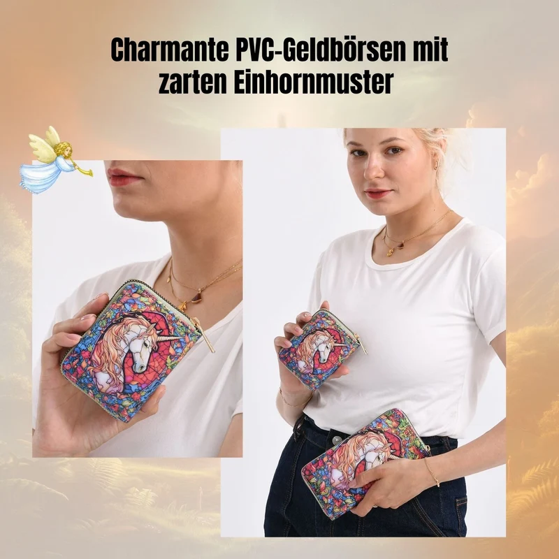 2-teiliges Geldbörsen-Set mit Einhornmuster, ca. 18x2,5x10 cm und 11x2,5x9 cm