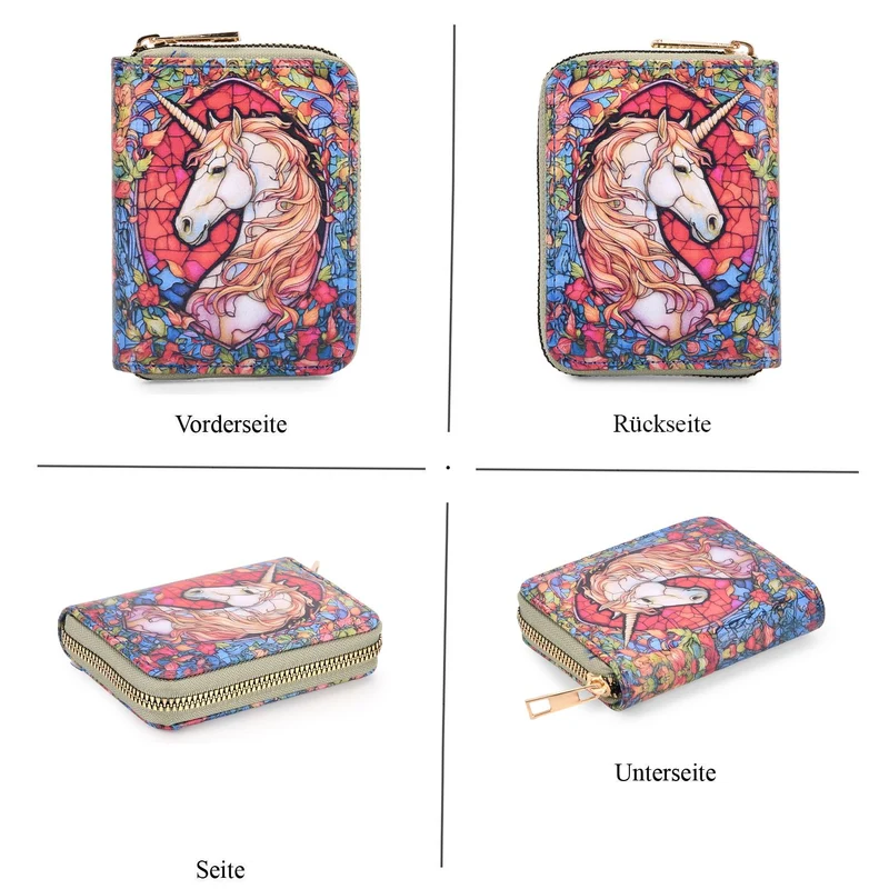 2-teiliges Geldbörsen-Set mit Einhornmuster, ca. 18x2,5x10 cm und 11x2,5x9 cm