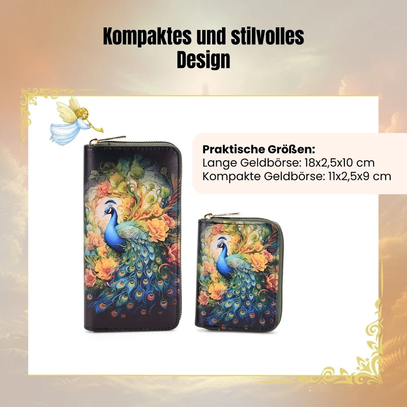 2-teiliges Geldbörsen-Set mit Einhornmuster, ca. 18x2,5x10 cm und 11x2,5x9 cm