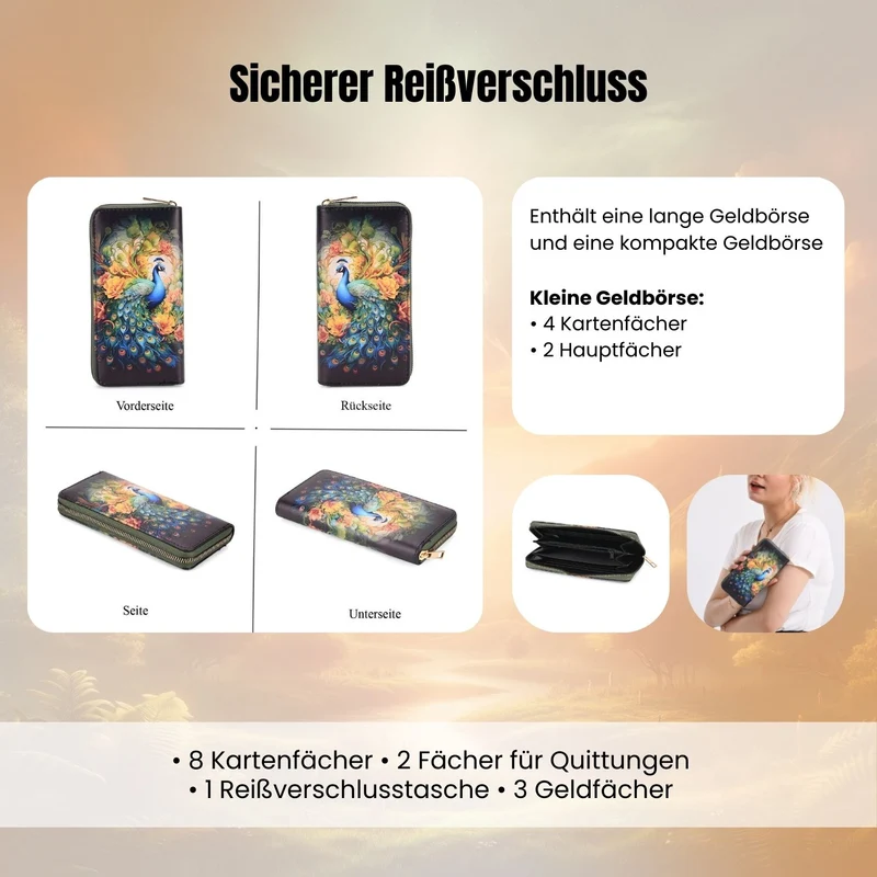 2-teiliges Geldbörsen-Set mit Einhornmuster, ca. 18x2,5x10 cm und 11x2,5x9 cm