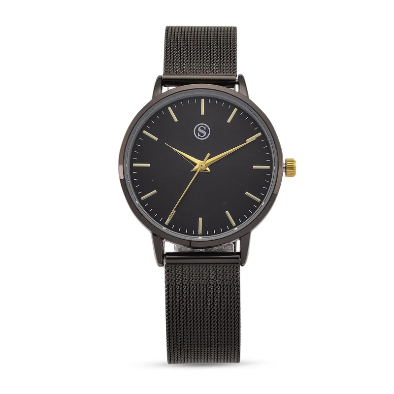 STRADA Armbanduhr, zweifarbiges Sonnenschliff Zifferblatt, goldfarben, 316L Edelstahl Mesharmband