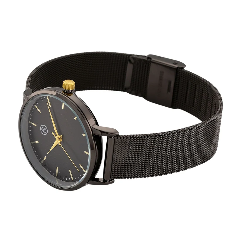 STRADA Armbanduhr, zweifarbiges Sonnenschliff Zifferblatt, goldfarben, 316L Edelstahl Mesharmband