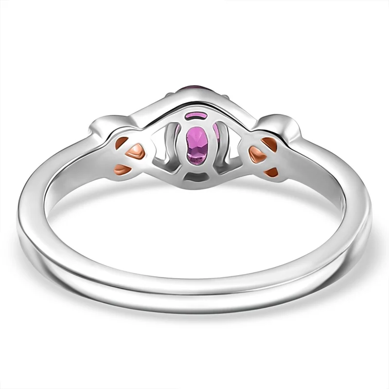 2er Set - AAA Natürlicher Radiant Ember Garnet Ring und Anhänger, Größe (19.00), 925 Silber rhodiniert ca. 0.92 ct