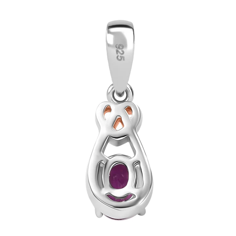 2er Set - AAA Natürlicher Radiant Ember Garnet Ring und Anhänger, Größe (19.00), 925 Silber rhodiniert ca. 0.92 ct