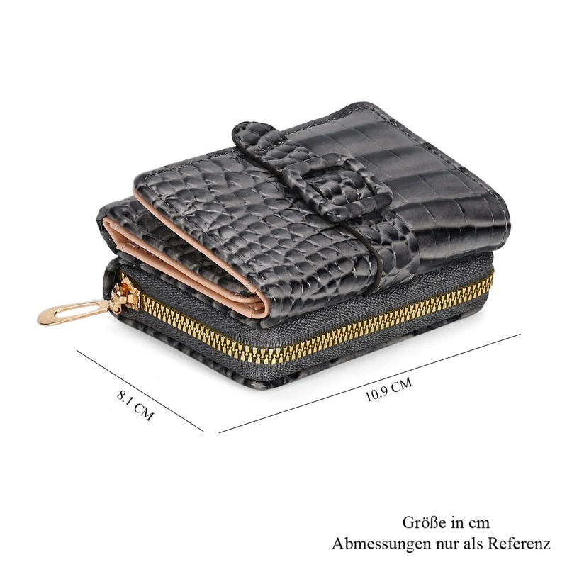 Stilvolle Geldbörse mit Krokodilprägung und RFID-Schutz, 11x8 cm, Grün