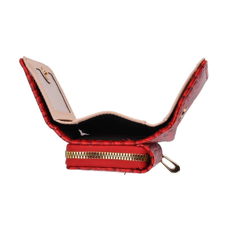 Stilvolle Geldbörse mit Krokodilprägung und RFID-Schutz, 11x8 cm, Grün