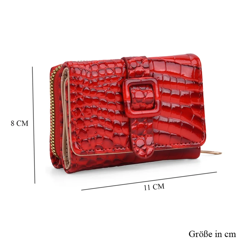 Stilvolle Geldbörse mit Krokodilprägung und RFID-Schutz, 11x8 cm, Grün