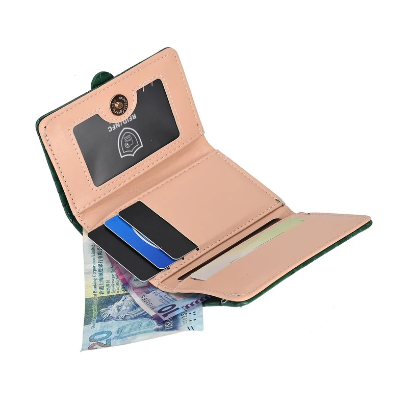 Stilvolle Geldbörse mit Krokodilprägung und RFID-Schutz, 11x8 cm, Grün
