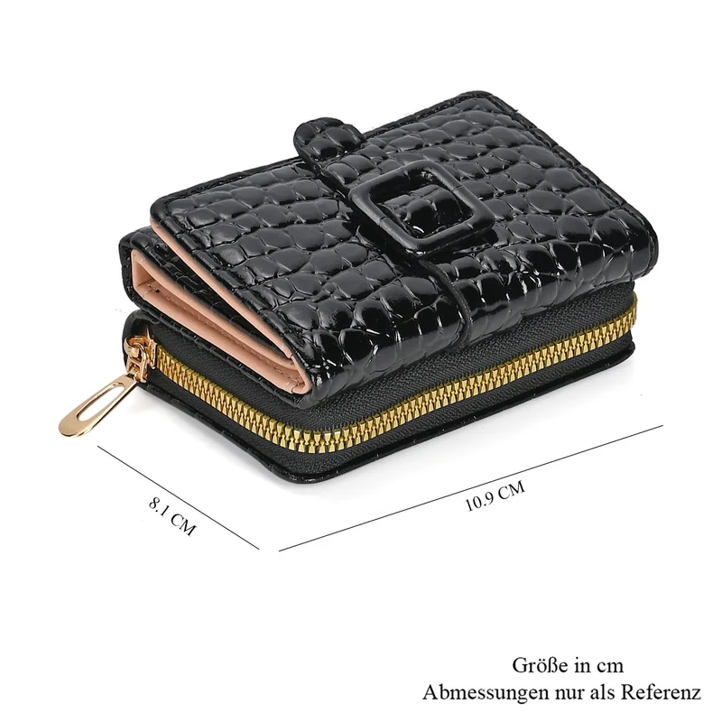 Stilvolle Geldbörse mit Krokodilprägung und RFID-Schutz, 11x8 cm, Grün
