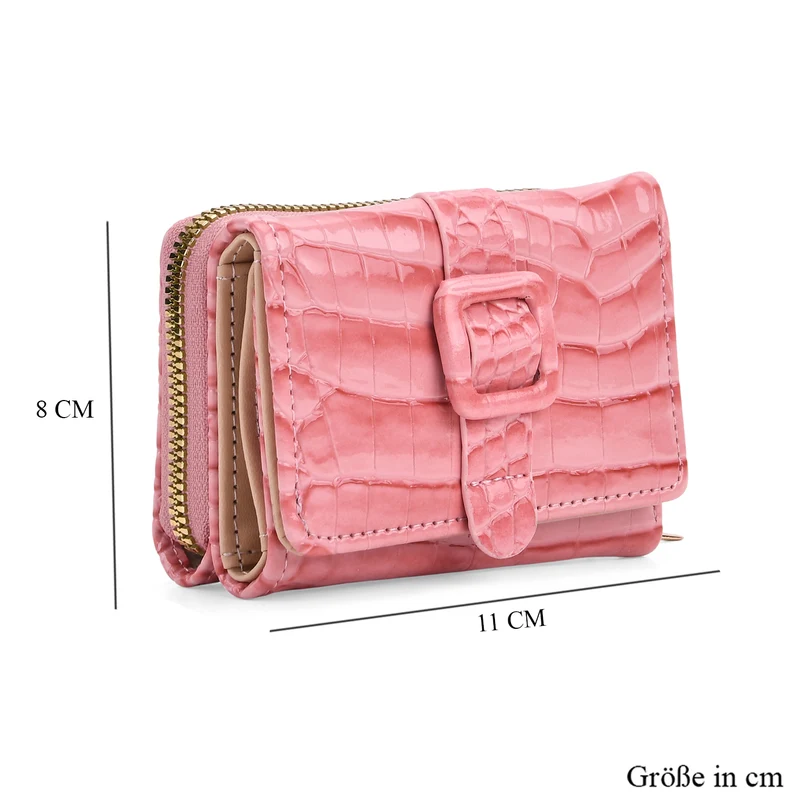 Stilvolle Geldbörse mit Krokodilprägung und RFID-Schutz, 11x8 cm, Grün