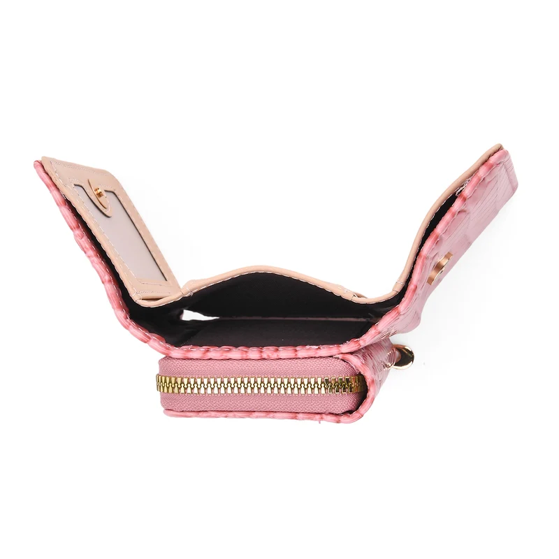 Stilvolle Geldbörse mit Krokodilprägung und RFID-Schutz, 11x8 cm, Grün